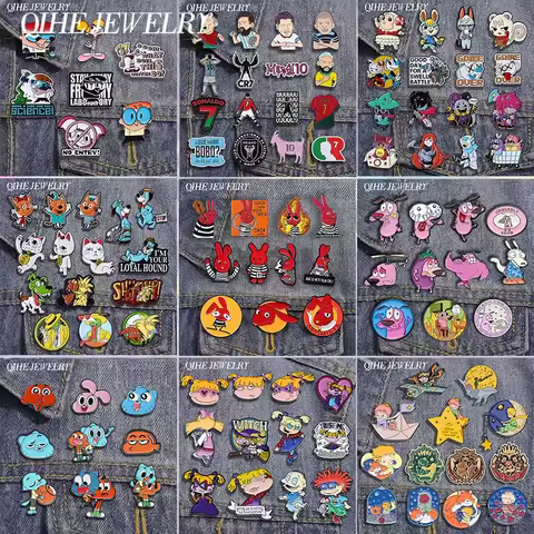 6-23Pcs/Set Humor Comedy Anime Movie Collected Enamel Pins Cartoon Role Red Eared Rabbit Cat Dog Bro