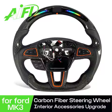 For Ford Focus MK3 ST RS ST-line Hatchback 2015-2018 Customized Orange Design Carbon Fiber Steering 