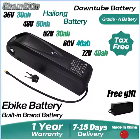 72v 50ah Hailong EBike Akku 60v Electric Bicycle Ncr18650b 48V 36V 52V Ebike 3000w Motor 20ah 25 30 