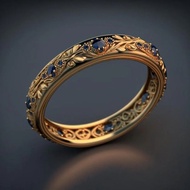 Dellon Copper Gold-Plated Royal Blue Ring Light Luxury Unique Diamond Ring Ring VLGZ