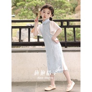 Quality Assurance Girls Cheongsam Young Children Cheongsam Girls Cheongsam Cute New Chinese Style Children Cheongsam Blue Cheongsam Girls Chinese Style Summer Republic of China Elementary School Girls Dress New Chinese Style Children Cheongsam Dress Middl