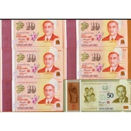 Singapore SET 6 UNC 10 Dollar x 5 Pcs 50 dollar 2015 
