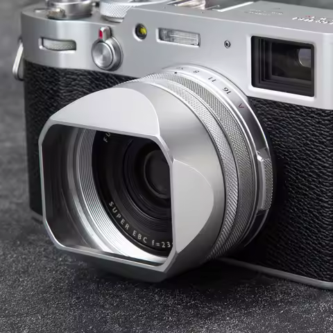 For Fujifilm X100V X100VI Square Camera Lens Hood Metal Screw-in Lens Hood Lens Cap Replaces Photogr