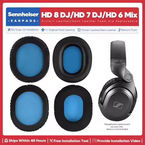 Replacement Ear Pads For Sennheiser HD8 DJ HD7 DJ HD6 Mix Headphone Accessories Ear Cushion Memory F