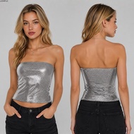UOMPUC Sequin Tube Top, Sleeveless Stretch Skinny Fit Sequin Tank Top, Fashion Sequin Applique Backl