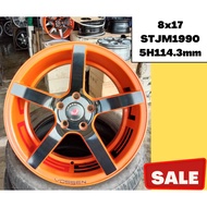 [Ready Stock] Sport Rim Car 8x17 Vossen STJM1990 5H114.3mm ET32 Wheel 1set Orange Black