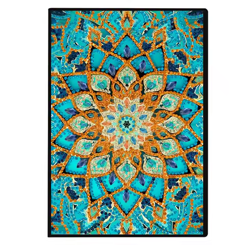 1 DIY mandala pattern diamond painting notebook, PU leather crystal water diamond notebook magazine