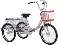 Tricycle Adult 3 Wheels 20 Inch Adult Tricycles Bikes Single Speed Trike Cruise Bike Large Size Basket for Recreation Shopping Exercise Men Women Cycling Pedalling