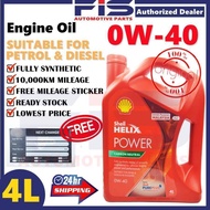 FIS Engine Oil Shell Helix Power 0W40 4Liter Lubricant API SN PLUS Fully Synthetic For Proton Perodu