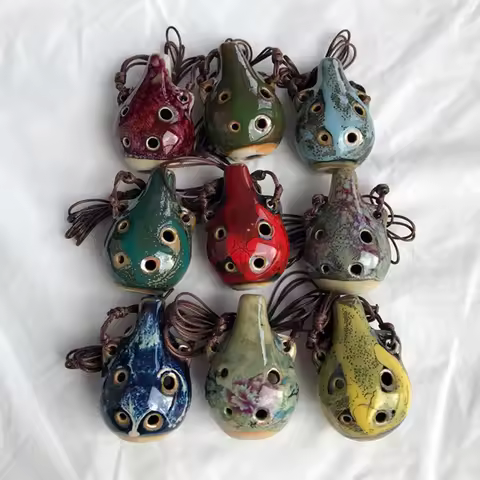 1Piece 6 Hole Small Ocarina Flute Beginner Instrument Tourist Souvenir Instrument Accessories Cerami