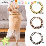 OPTIMISTI Chain Dog Collar, Cat Dog Gold Necklace Adjustable Pet Necklace, Portable Chain Collar Gol