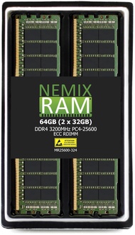 NEMIX RAM 64GB (2X32GB) DDR4 3200MHZ PC4-25600 2Rx4 1.2V 288-PIN ECC RDIMM Registered Server Memory