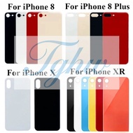 Back Glass For iPhone 8 8Plus X XR Back Glass Panel Battery Cover Replacement Parts
