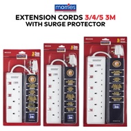 MORRIES 3/4/5 WAY EXTENSION CORD 3M With Surge Protector