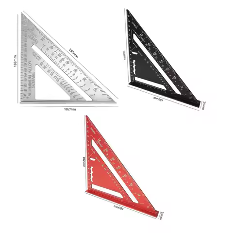7“Woodworking Square Metric Triangle Ruler Made of Aluminium 90 Degree Thin Style Triangle Protracto