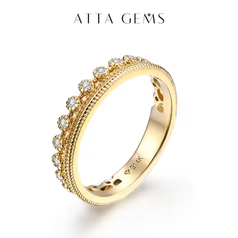 ATTAGEMS D VVS1 Color Solid 10k 14k 18k Au585 Moissanite Diamond Ring for Women White Gold Engegamen