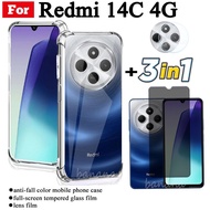 3in1 Redmi 14C Shockproof Phone Case for Redmi 13C 4G 5G Redmi  A3 Redmi 13 Anti Spy Privacy Tempere