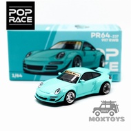 Pop Race 1:64 Rauh-Welt RWB997 Duck Wing Blue Diecast Model Car