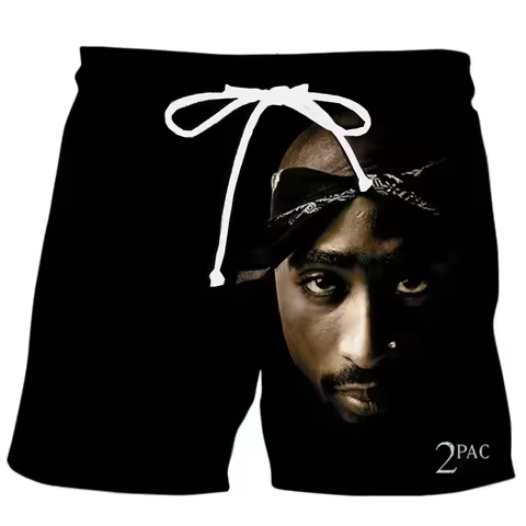 Hot Rapper 3D Prited Personalized Design Men's Shorts 2Pac Tupac Character Mens Short Pants Male Hig