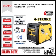 MOTO 3500W/3.5KW 4-Stroke Portable Silent Petrol Generator MT3900IE - Battery Start & Voltage Stable