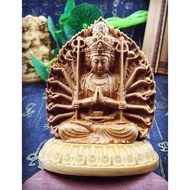 Tượng đức Quan Âm nghìn tay nghìn mắt bằng gỗ Hoàng Dương (để trong xe ô tô) - TẶNG 1 VÒNG ĐEO TAY