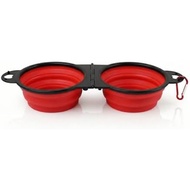Bee Neat Foldable Pet Bowl, Collapsible Dog & Cat Bowl 12.5"x4.3"x 2", Red