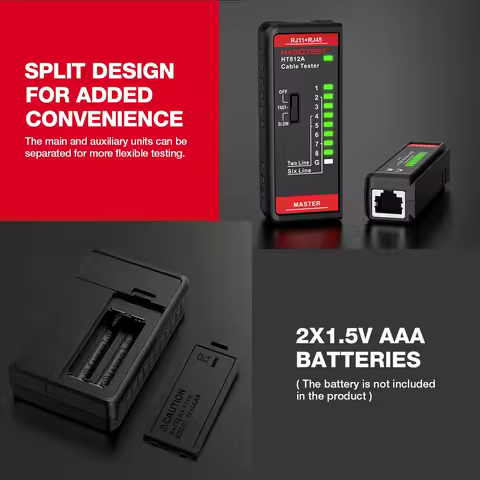 HABOTEST HT812A Dual-use RJ11 RJ45 Network Cable Tester with LED Status Display NC HDMI Repair Testi