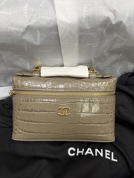 全新chanel lp 鱷魚紋大象灰金扣 full set with receipt 可陪驗