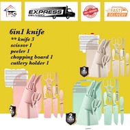 DESSINI ITALY 6 IN 1 Kitchen Knife Scissor Peeler Cutting Board Storage Holder