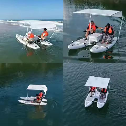 Electric PVC Inflatable Catamaran Boat Double SUP Two-Person Stable Durable for Lakes and Oceans