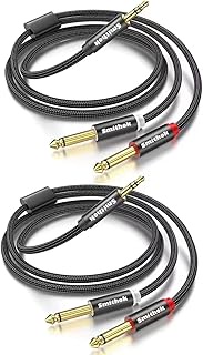 2pack 6.6Ft 3.5mm TRS to Dual 6.35mm Stereo Cable 1/8 TRS to Dual 6.35mm 1/4 TS Mono Y Splitter Audi