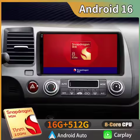 Android 16 2K QLED Android Car Radio Multimedia Video Player For Honda Civic 8 FK FN FD 2005 - 2012 