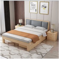 [🔥Free Delivery🚚🔥]Solid Wood Bed Modern Minimalist Economical Storage Bed Leather And Solid Wood Bed Frame Solid Wooden Bed Frame With Mattress Upholstered Single/Queen/King Bed Frame