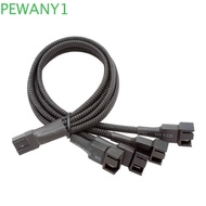 PEWANY1 Fan Power Spliter, PWM 4 Pin PWM 4pin Fan Sleeved Cable, Extension Cables 27cm Tinned Copper Black Fan Connector Cord Lines Cooling Fan