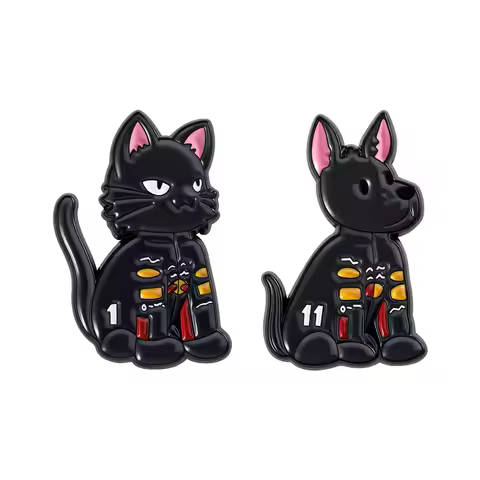 Cool Racing Assistant F1 Cat and F11 Dog Enamel Pins Cartoon Animal Racing Assistant Brooches Lapel 