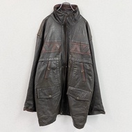 90年代 VIA NUOVA PELLE 皮革汽車大衣皮夾克ブラウン54碼古著