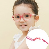 山櫻花粉無螺絲設計輕量矽膠彈性圓框UV400兒童光學濾藍光眼鏡