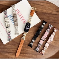 Cute Cat Diamond Leather Strap Compatible For mi band 9 Strap Beads mi band 8 / Smart Band 9 Strap R
