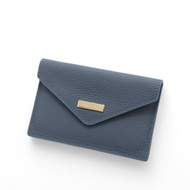 ANNA DOLLY 優雅信封式真皮多卡短夾 煙藍