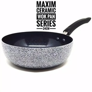 Maxim Neostone Deep Wok Marble Ceramic Wajan Penggorengan 24 Cm