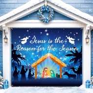7x8ft Christmas Nativity Garage Door Banner Decoration Jesus is the Reason for the Season Garage Doo
