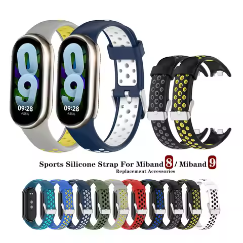 Xiaomi Smart Band 9 Strap Sports Breathable Silicone Strap For Mi Band 9 / 8 Replacement Wristband