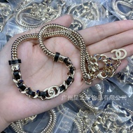 CHANEL2424 Bag Buckle with Label Leather Rope Necklace Female Fashion