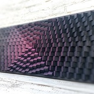 木牆裝飾 - 幾何黑色紫色現代藝術 - 3D 聲學擴音器