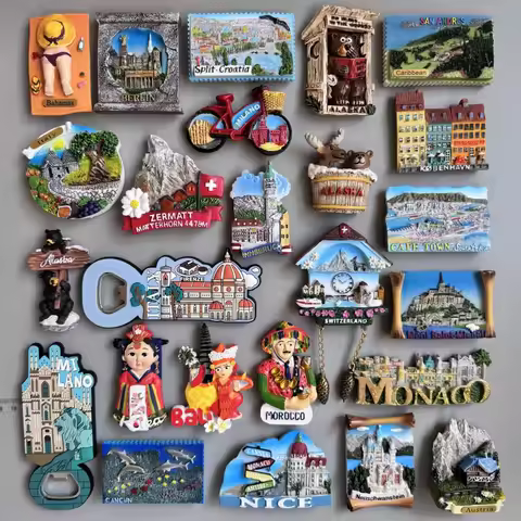 Fridge magnets Bahamas Croatia Alaska Italy Innbruckc Zermatt Cape Town MILANO Firenze Korea Bali Mo