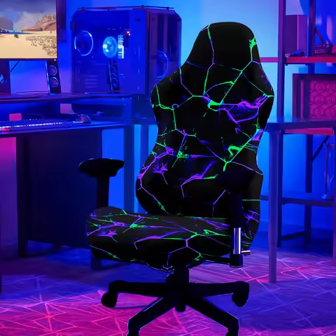 1Set Artistic Geometry Pattern Game Chair Cover UV Black Light Reactive Glowing Gaming Chair Cover S