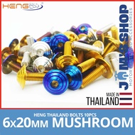 HENG BOLTS | 10PCS MUSHROOM 6X20MM | GOLD TITANIUM WHITE GOLD | ORIGINAL THAILAND | FOR YAMAHA SUZUKI KAWASAKI HONDA | FLARINGS FAIRING PLATE NUMBER FOOTBOARD