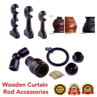 Aksesori Kayu Langsir - Tapak Penutup Gelang L-Shape Penyambung / Wooden Curtain Rod Accessory - Bra