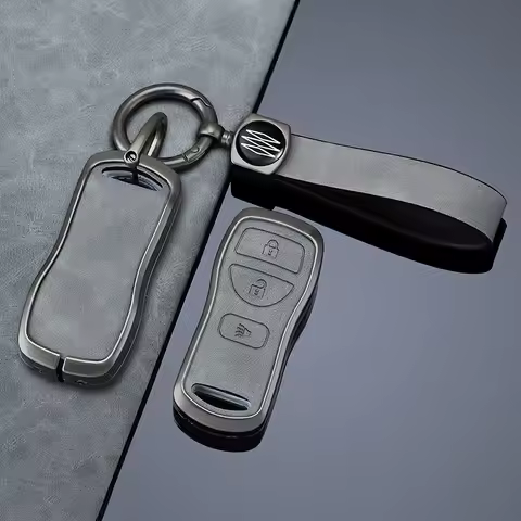 leather Zinc Alloy Car Key Case For Nissan 350Z Altima Maxima Sentra Pathfinder NV2500 Infiniti QX4 