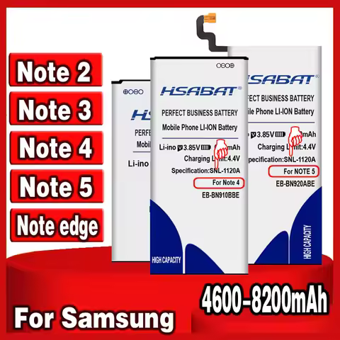 HSABAT 100% new Battery for Samsung Galaxy Note 2 3 4 5 1 N7000/Note2 N7100/Note3 N9000/Note4 N910C/